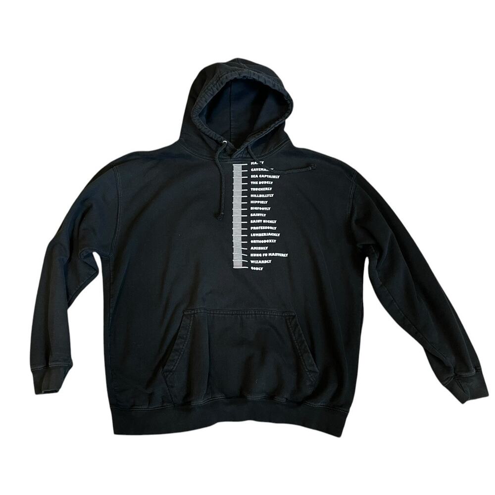 AWDis Black Y2K Sweatshirt Hoodie size XL What Are You?? Grunge Christian